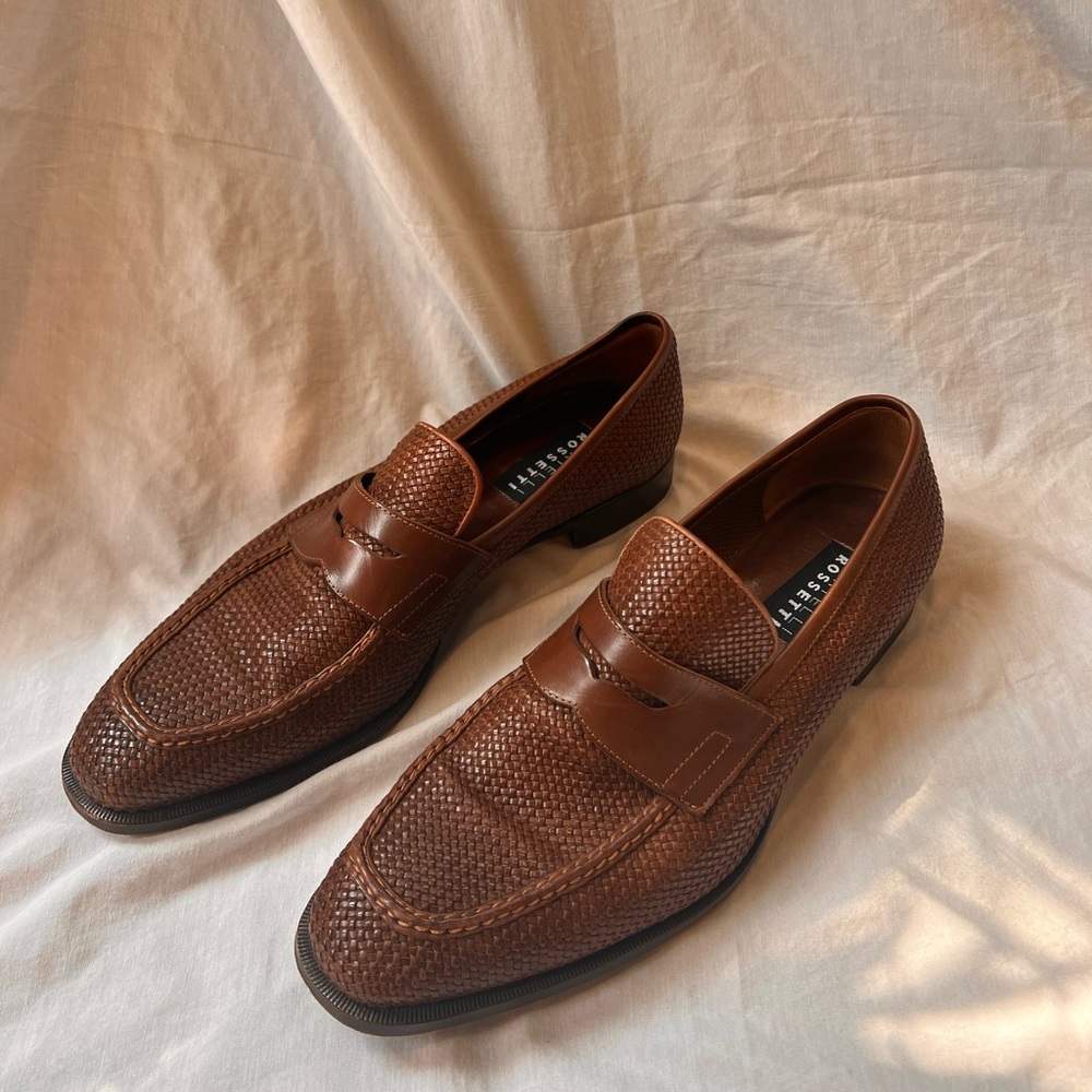 Fratelli Rossetti Mens Leather Wicker Loafers! Excellent condition